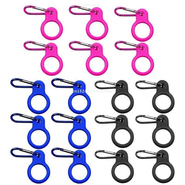

water bottle 6pcs silicone carrier hiking holder clip hook with carabiner dropship