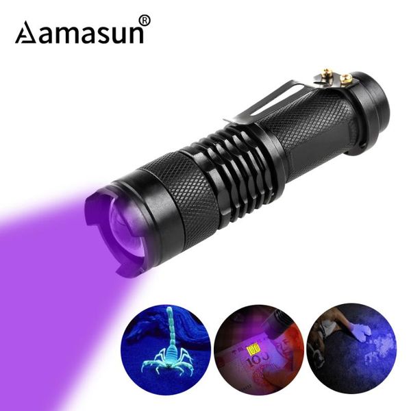 

led 365nm 395nm uv ultraviolet torch zoomable focus mini uv black light pet urine stains detector scorpion hunting