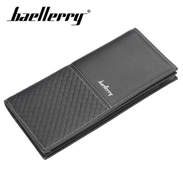 

wallets baellerry men wallet pu leather solid black long no zipper thin porta handbag coin pocket po holder fashion, Red;black
