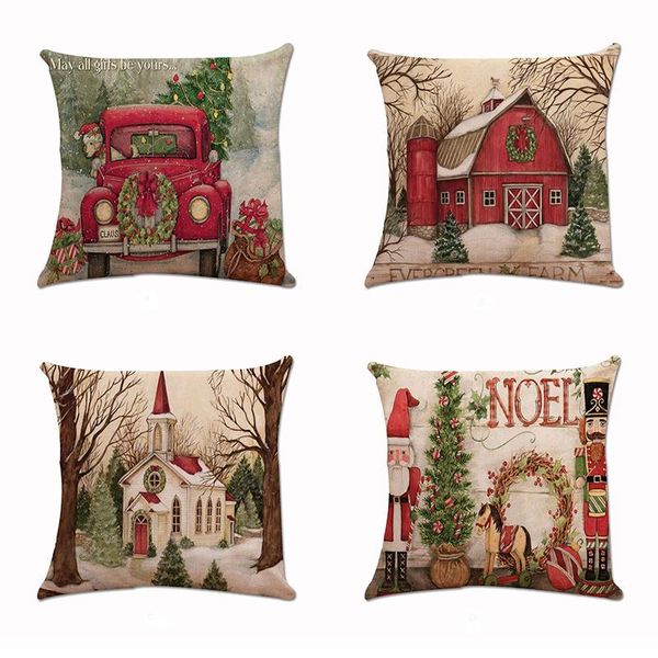 

new square christmas xmas santa claus cushion cover pillow case home decor