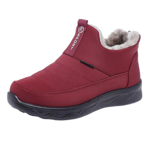 

boots plush padded warm women's boots, lightweight non-slip set foot snow large size 41 winter boots; flat shoes, Black
