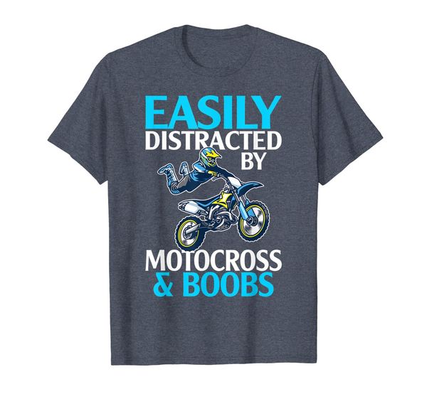 

easily distracted by motocross and boobs t shirt, White;black
