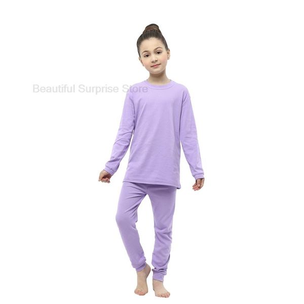 

pajamas girls cotton spring autumn long sleeve children's clothing sleepwear solid pyjamas sets for kids 2 4 6 8 10 12 years, Blue;red