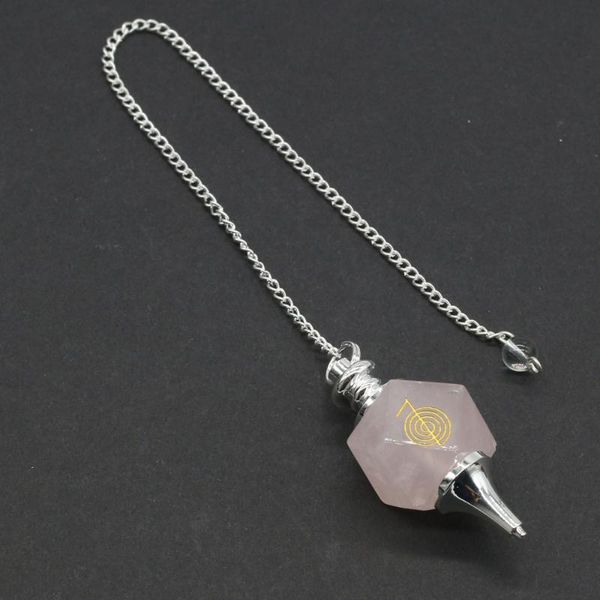 

charms natural stone rose quartz lapis lazuli aura symbol hypnotic pendulum healing a charm jewelry gift for hypnotists, Bronze;silver