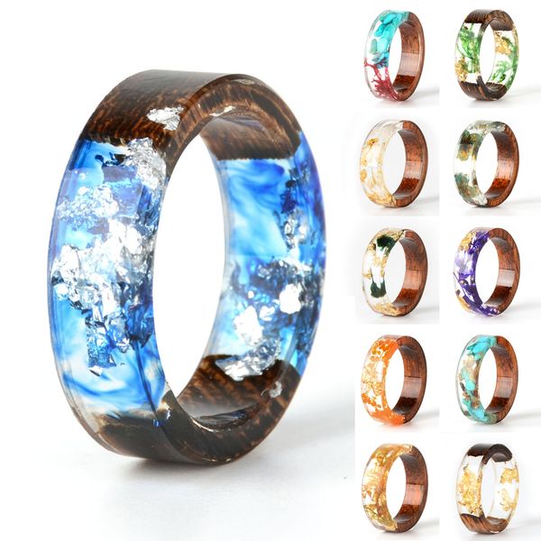 

wood & resin ring - lover gifts, Golden;silver