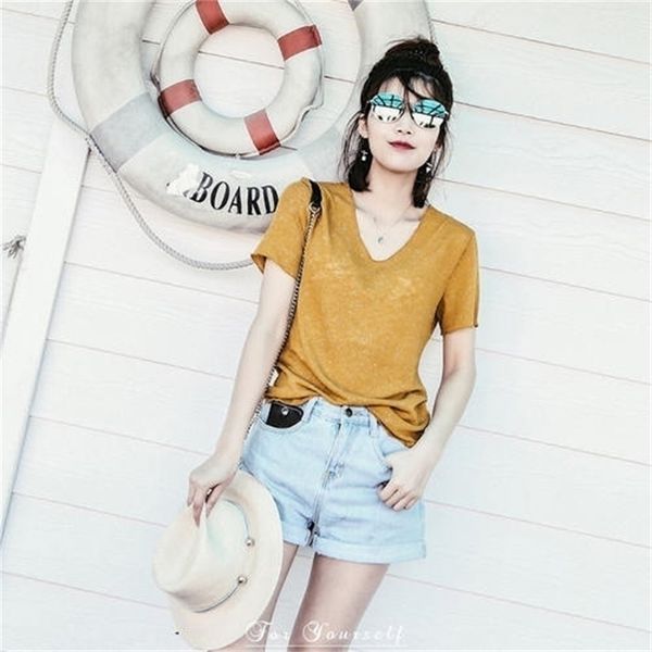 

summer short sleeve mint t shirt women garment 210315, White