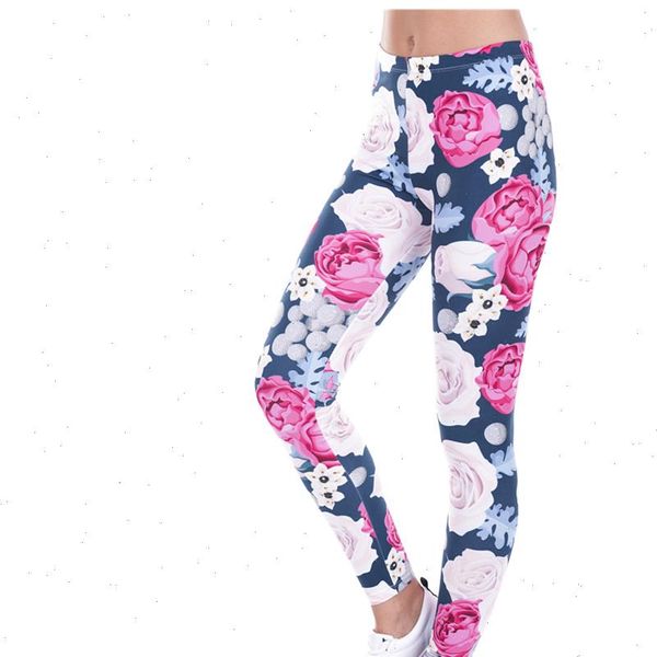 

new women leggings 3d print paradise flowers causal jeggings leggins tayt fitness legging calzas mujer soft legins girls, Black