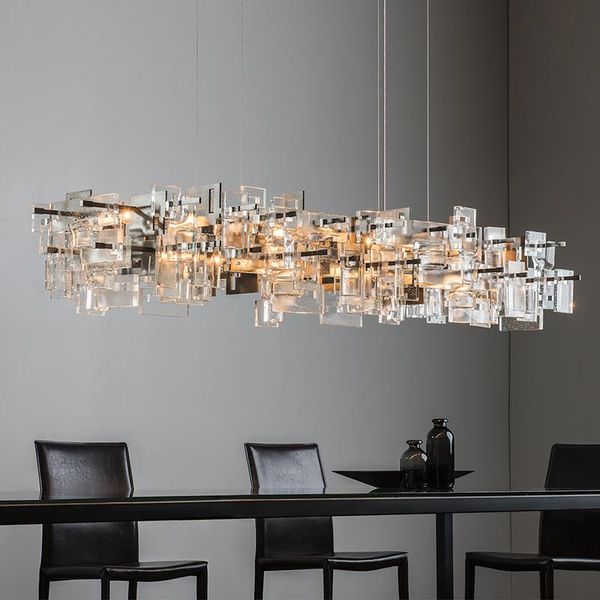 

pendant lamps post-modern rectangular restaurant art chandelier nordic luxury bar front desk model room design sense exhibition hall