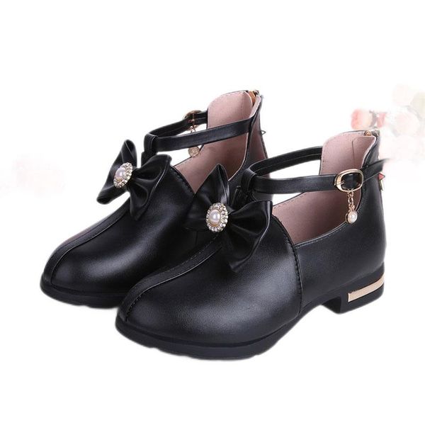 

flat shoes children' genuine leather 2021 korean princess school autumn fashion girls' soft comfortable 4-15 years old, Black;grey