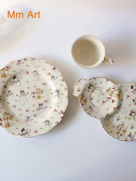 

dishes & plates christmas snowman gold rim plate hu lu shape cup and saucer set