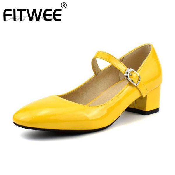 

dress shoes fitwee 4 color size 34-48 office ladies pumps spring concise patent leather casual party wedding women, Black