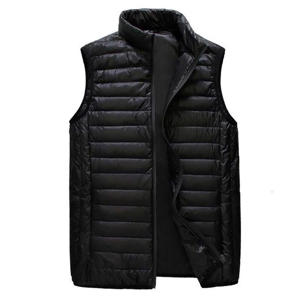 

men's autumn and winter down cotton jacket stand collar sleeveless light casual warm vest shoulder thickened tide, Black;white