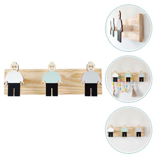 

hooks & rails 1pc creative wooden clothing hook practical wall robot design