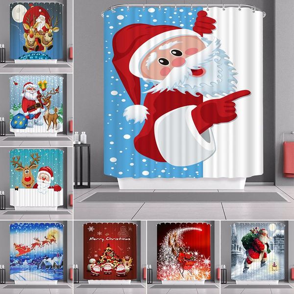 

shower curtains 3d print christmas curtain waterproof bath with hooks santa claus funny cortinas de baÃ±o