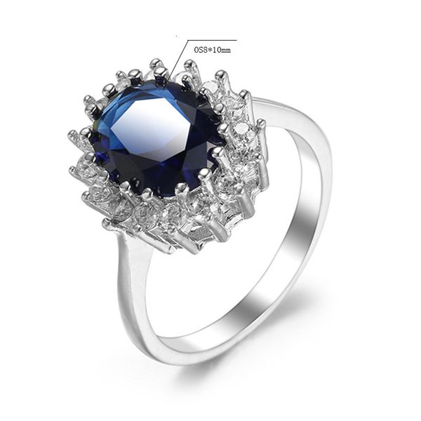 

sapphire blue jewelry handmade zircon ring for men and women, Slivery;golden