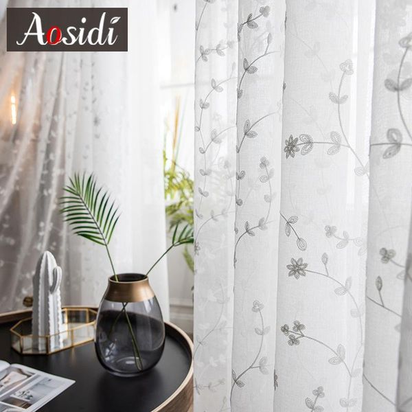 

curtain & drapes aosidi modern white sheer tulle window curtains for living room voile curtian bedroom embroidery drape door custom finished