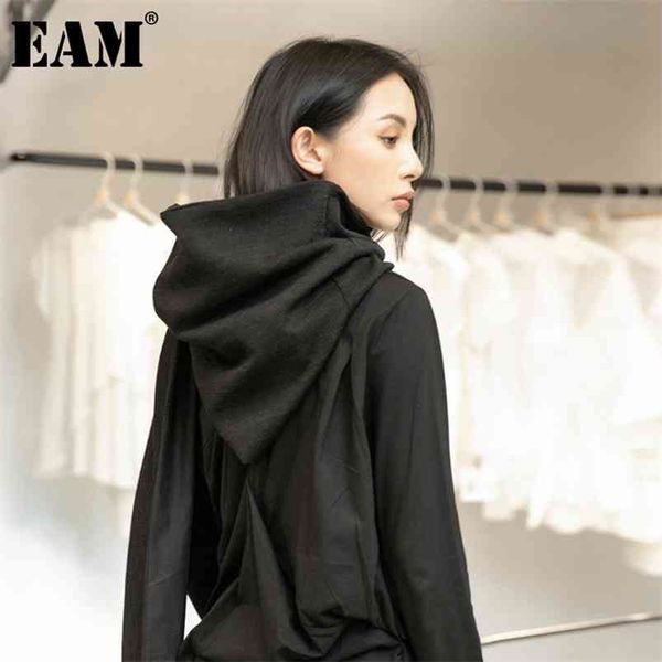 

[eam] women black brief temperament keep warm hooded scarf long personality fashion autumn winter 1dd1639 210914, Blue;gray