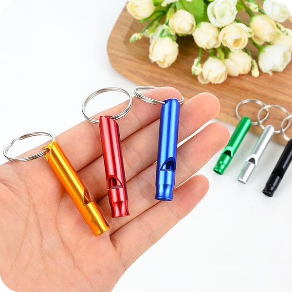 

aluminum emergency whistle keychain camping hiking outdoor sports tools multi-function training whistle, Silver