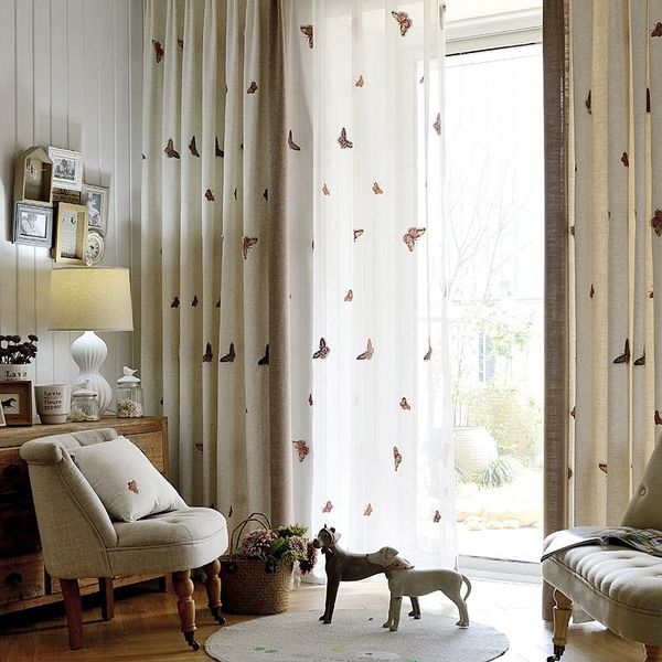 

curtain & drapes stereo embroidery cotton floral blackout curtains and tulle cortinas for living room bedroom cortina de quarto