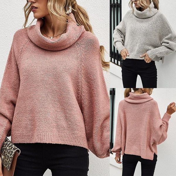 

sweater ladies loose bat sleeve women's knit sweater pullover turtleneck fashion, White;black