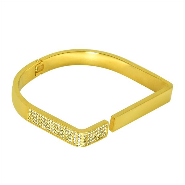 

bangle fashion charm luxury gold color natural stones cuff bangles women stainless steel bracelets forever love brand, Black