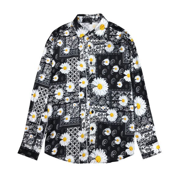 

men's silk summer 2021 cashew flowers silky the sleeve daisy new baroque shirts club clothes wegz, White;black