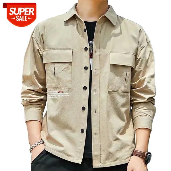 

autumn men's slim solid shirts long sleeve full button casual shirts turn down collar comfy clothing oversized 2021 #da1c, White;black