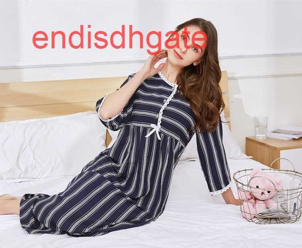 

7 loose combed cotton silk women's / long 4 sleeve nightdress pajamas housewear, Black;white