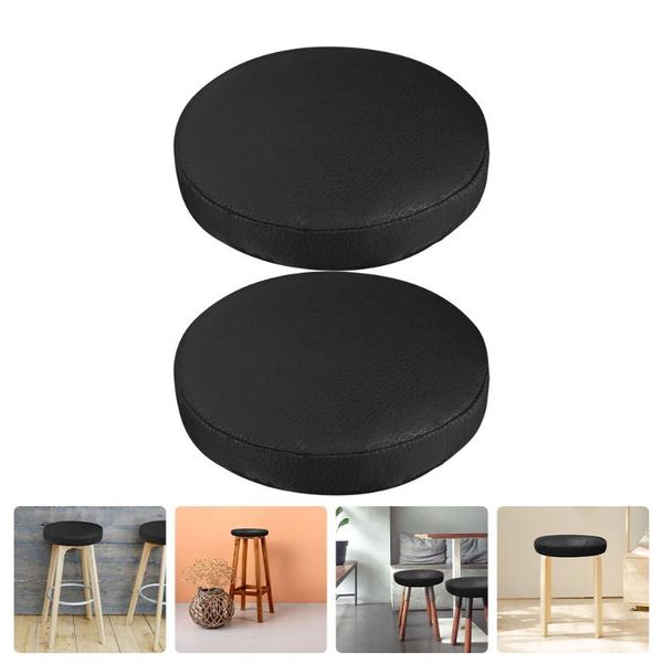 

chair covers 2pcs round pu leather seat black stretch stool home decor