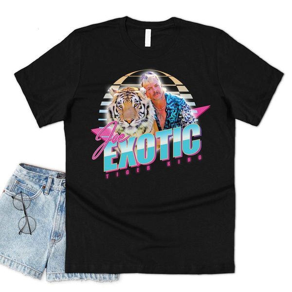 

new tiger king t-shirt joe exotic 80's shirt funny tiger graphic tee usa retro tv show tees, White