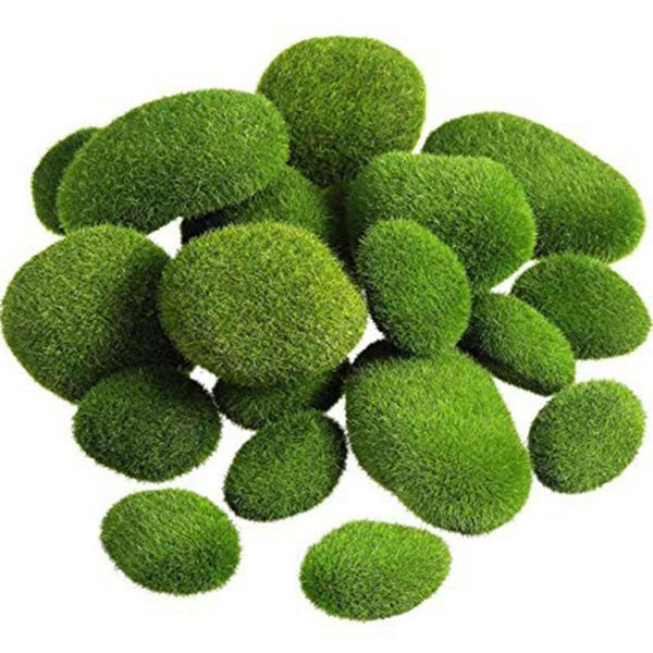 

5/8/30pcs 3 size artificial moss rocks decorative faux moss stones [4]