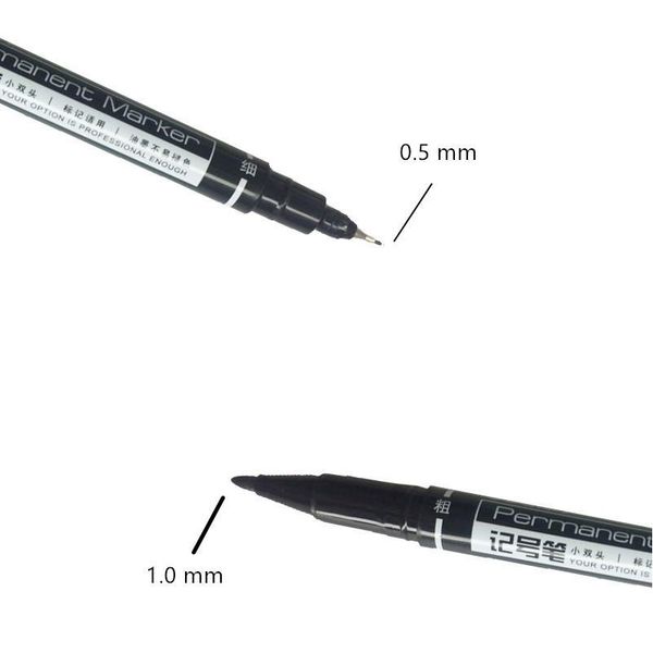 

12pcs/pack twin tip permanent marker waterproof oil-ink marker pen fine/medium point 0.5mm-1mm pen marker black blue jllwll