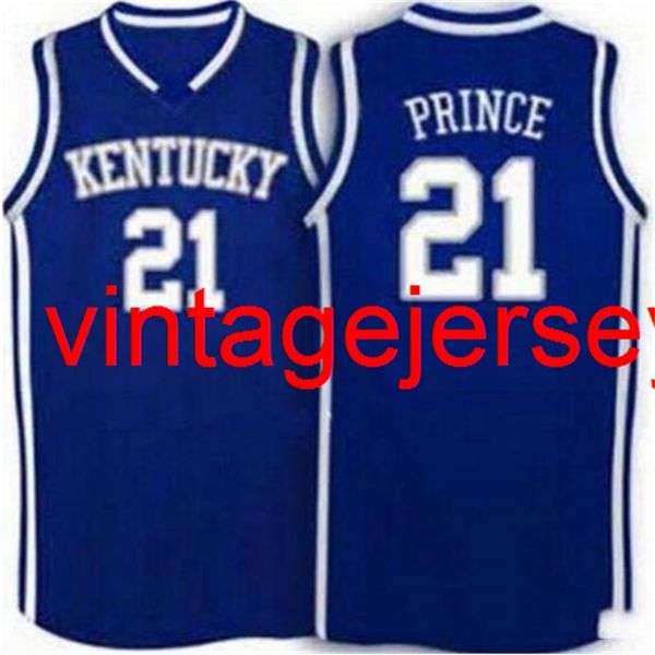 

custom xxs-6xl vintage rare men #21 kentucky tayshaun prince high school blue college basketball jersey or custom any name or num, Black