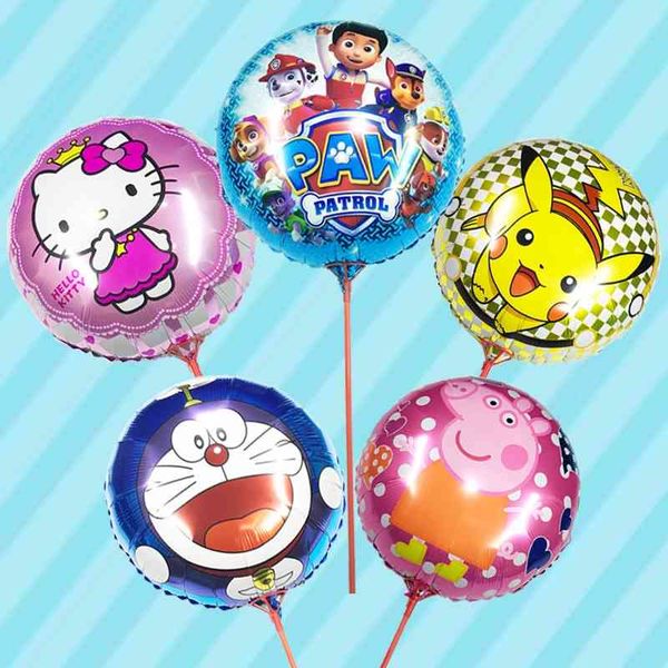 

ground push long handle children's cartoon street sweeping 18 inch aluminum film balloon with pole