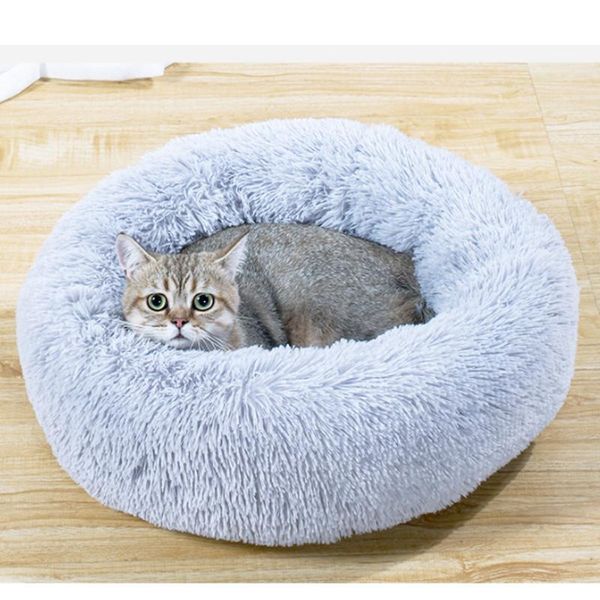 

kennels & pens dog basket pet bed super soft round washable long plush kennel cat house velvet mats sofa for chihuahua