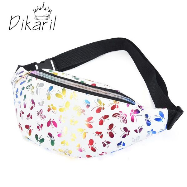 

waist bags dikaril holographic bag for women glitter fanny pack waterproof geometric belt fashion laser phone pouch
