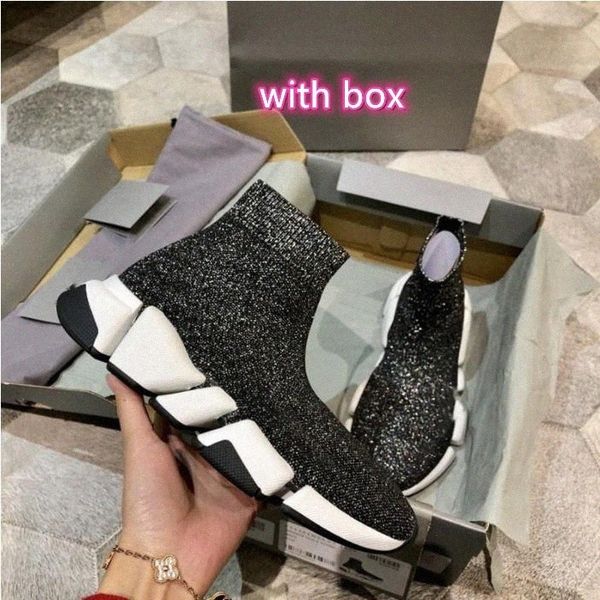 

with box designer paris men women sock shoes boots original casual slip-on black white red green trainer sports sneakers boots walking j9en#
