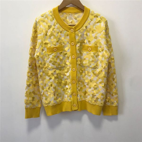 

brand designer sweater women's round neck cardigan with pockets fashion spring and autumn knitted jacket f215