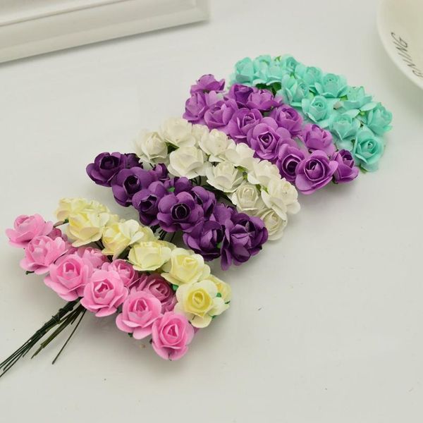 

144pcs 1cm artificial paper flowers for wedding car fake roses used for decoration candy box diy wreath jlllyl
