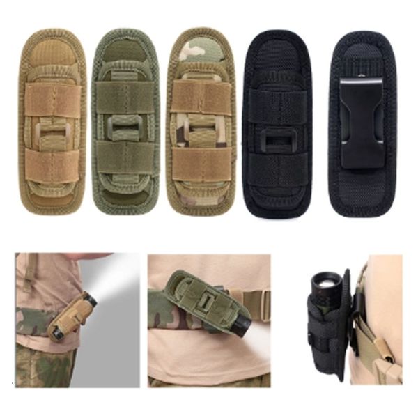

outdoor flashlight molle pouch led torch holster waist pack military bag belt carrying case hunting accessories