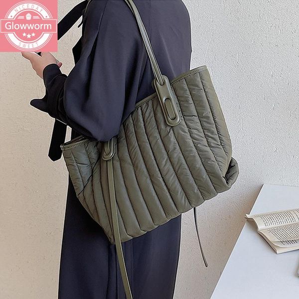 

casual quilted space padded women shoulder bags down cotton handbags nylon large capacity totes female big purses 2021 winter