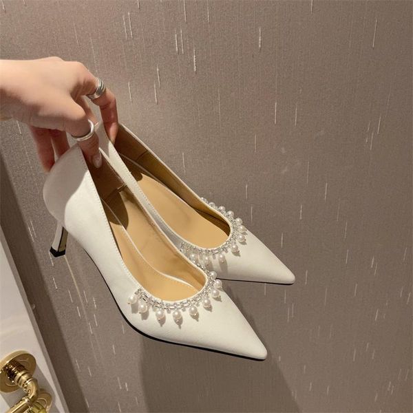 

dress shoes shallow mouth 3cm heels lace-up pump 2021 all-match pointed wedge classic style slip on sandals ladies 5cm gold brida, Black