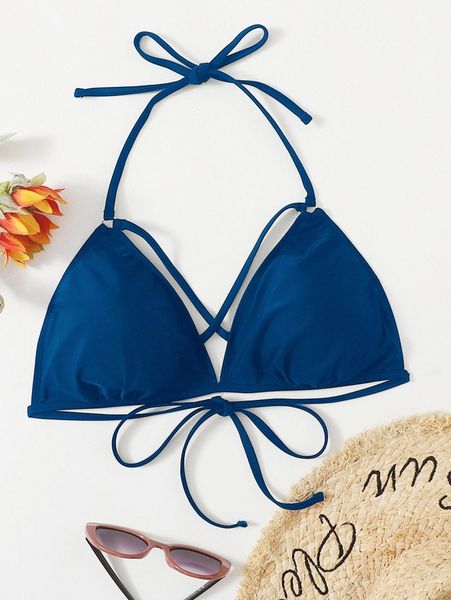 

plus criss cross halter bikini z7cj#, Black