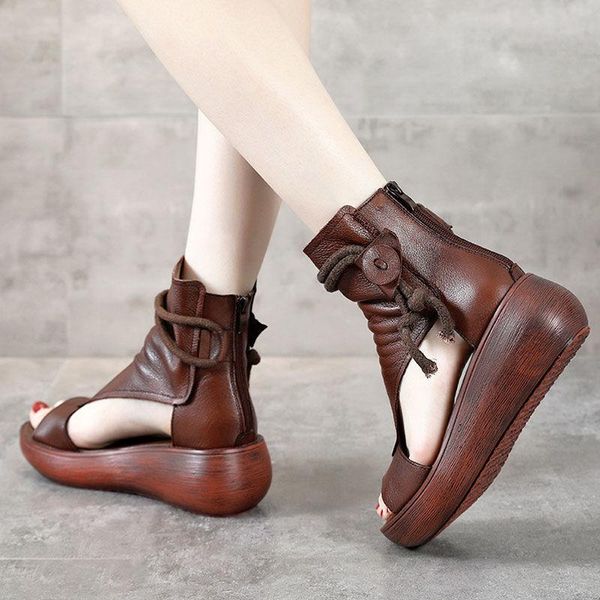

sandals shoes woman thick-soled women's soft-soled slope with retro 2021 summer rome high-increased platform bottom, Black