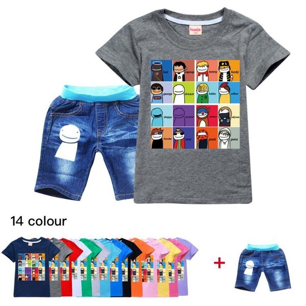 

clothing sets dream youtuber gamer amozon fashion cotton kids wear t jeans shorts set toddler girl tshirt boys boutique clothes, White