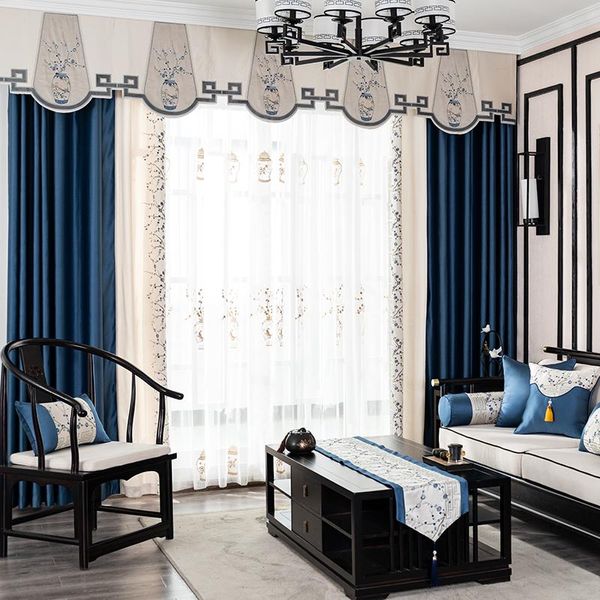 Занавесы Drapes Custom Вышитый китайский стиль спальни гостиной залива оконный свет тени сетки завесы 2021