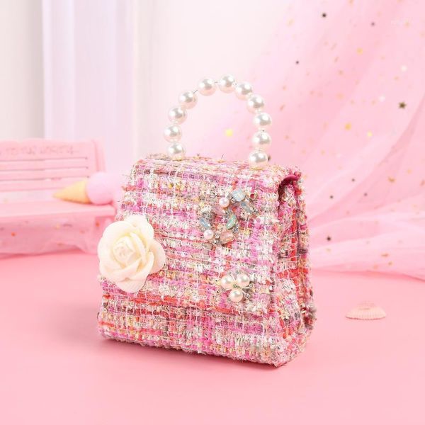 

purse girls mini purses and handbags 2021 cute little girl small coin wallet pouch baby party pearl hand bag gift1, White
