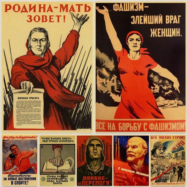 

wall stickers world war ii leninist political propaganda soviet union ussr cccp poster kraft paper retro classic posters and prints decor