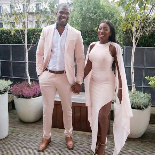 

men's suits & blazers 2021 couple leisure fashion men for wedding pink man blazer groom tuxedo 2 piece coat pants slim fit suit, White;black