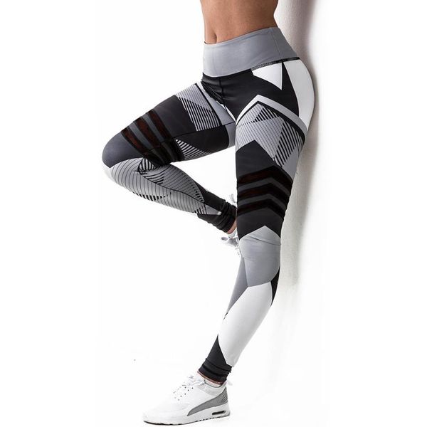 

yoga outfits women quick dry sport fitness leggins geometric printed sports pants leggings slim tights trousers for, White;red